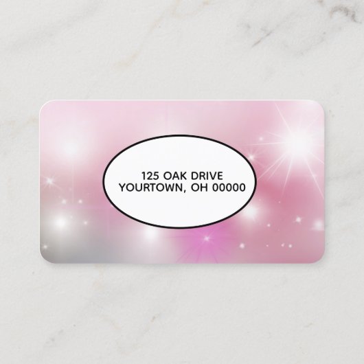 Afdrukken en hart plakken op roze balk visitekaartje (Achterkant)