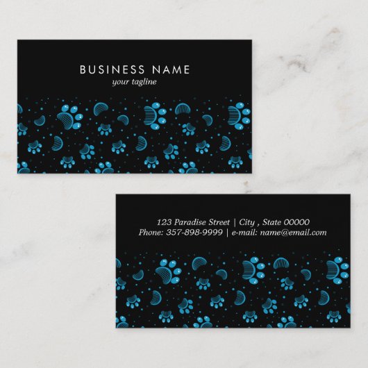 Afdrukken en vergroten/combineren in blauwe kleur visitekaartje (Voorkant / Achterkant)