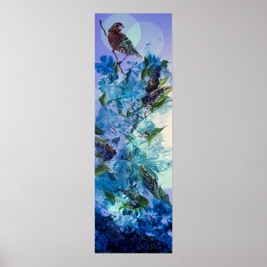 Afdrukken Finch and Flowers Poster (Voorkant)