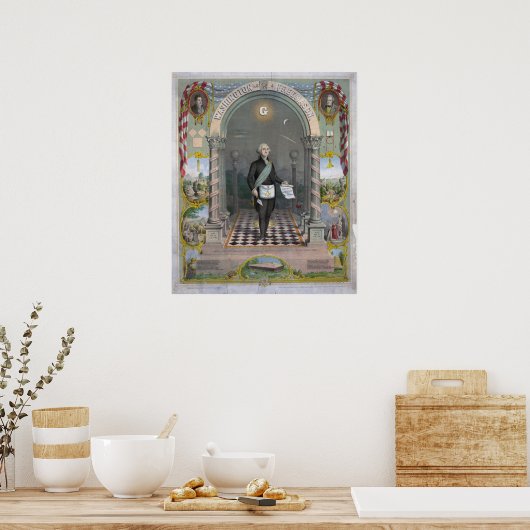 Afdrukken - George Washington als Freemason Poster (Keuken)