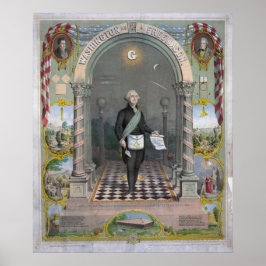 Afdrukken - George Washington als Freemason Poster
