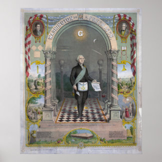 Afdrukken - George Washington als Freemason Poster