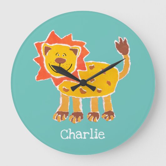 Afdrukken gepersonaliseerde lion Collage Grote Klok (Voorkant)