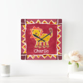 Afdrukken gepersonaliseerde lion Collage Vierkante Klok (Huis)