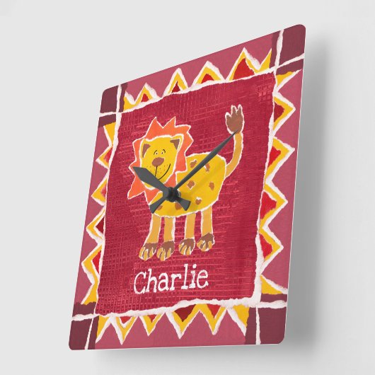 Afdrukken gepersonaliseerde lion Collage Vierkante Klok (Hoek)