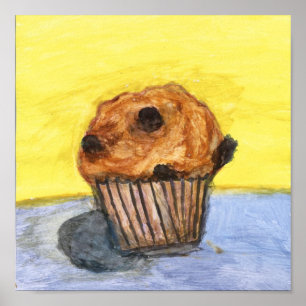Afdrukken geschilderd chocolade Chip Muffin Canvas Poster