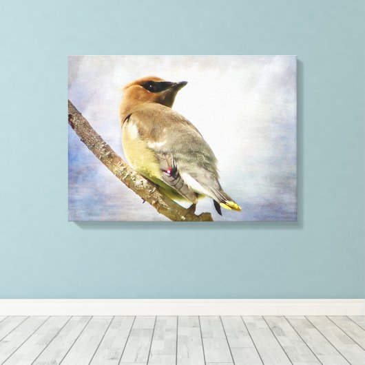 Afdrukken getextureerd cedar Waxwing Canvas (Insitu (Houten vloer))