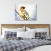 Afdrukken getextureerd cedar Waxwing Canvas (Insitu (Slaapkamer))
