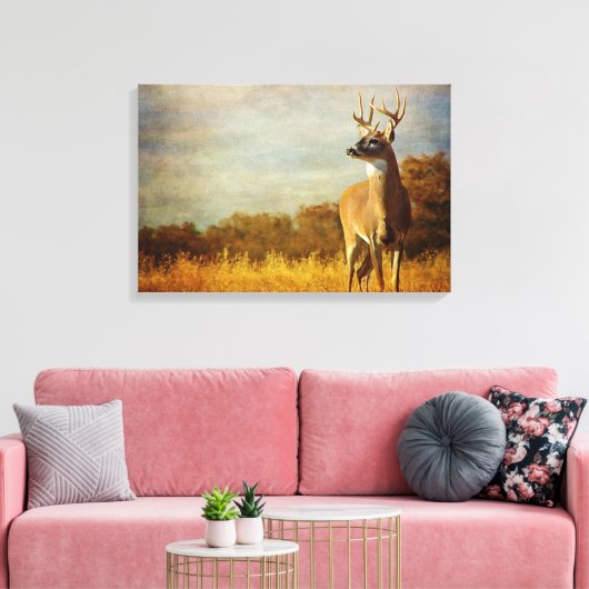 Afdrukken getextureerd Whitetail Stretched Canvas (Insitu (Woonkamer))