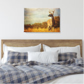 Afdrukken getextureerd Whitetail Stretched Canvas (Insitu (Slaapkamer))