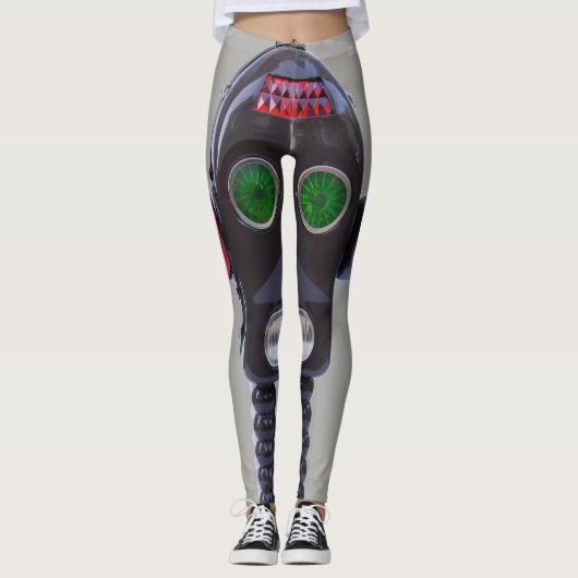Afdrukken grijze robot van Hipster-Leggings combin Leggings (Voorkant)