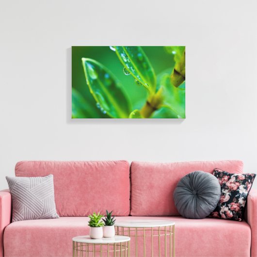 Afdrukken groen blad Canvas (Insitu (Woonkamer))