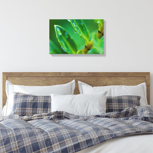 Afdrukken groen blad Canvas (Insitu (Slaapkamer))