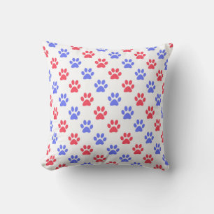 Afdrukken in blauw en rood verven kussen