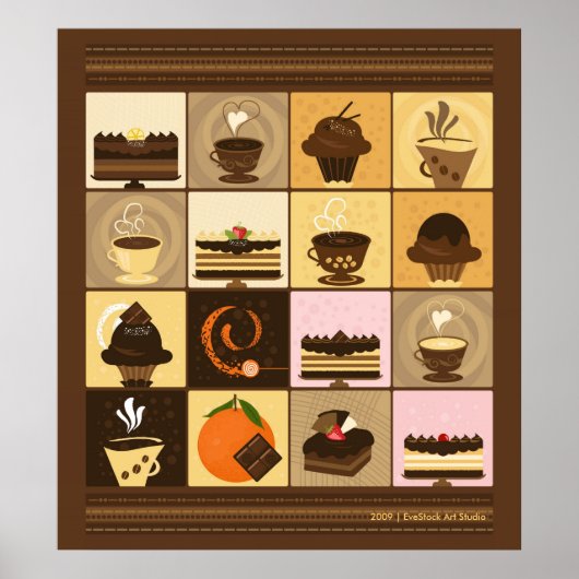 Afdrukken koffie en chocolade poster (Voorkant)