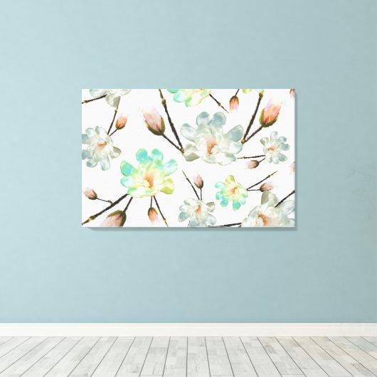 Afdrukken Magnolia Pattern Canvas (Insitu (Houten vloer))