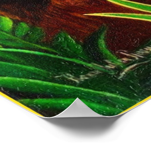 Afdrukken: Mandrill in het Oerwoud van Henri Rouss Poster (Hoek)