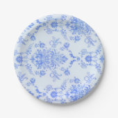  afdrukken met blauwe Damask Papieren Bordje (Voorkant)