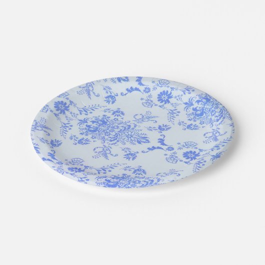  afdrukken met blauwe Damask Papieren Bordje (Gekanteld)