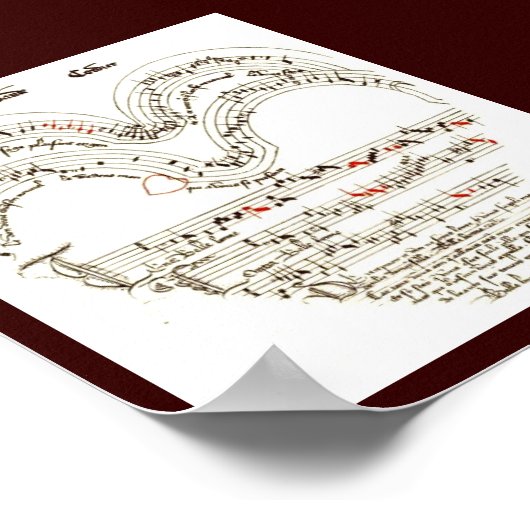  afdrukken, middelboze muziek in hartvorm poster (Hoek)