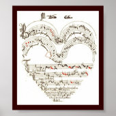 afdrukken, middelboze muziek in hartvorm poster (Voorkant)