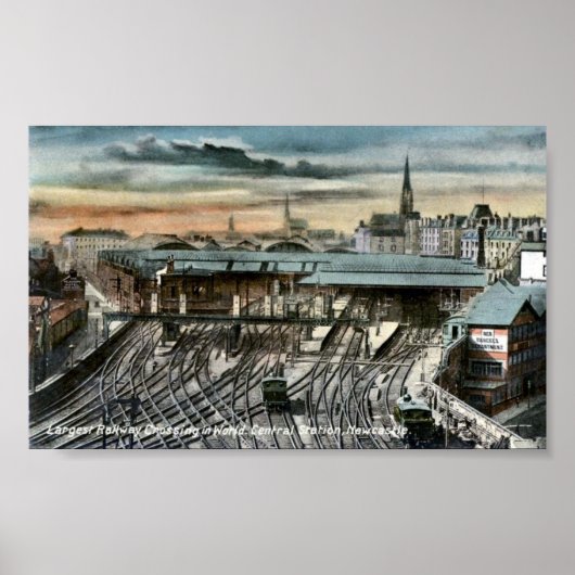 Afdrukken - Newcastle-upon-Tyne Railway Junction Poster (Voorkant)