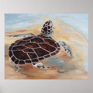 Afdrukken omhoog met schildpad poster