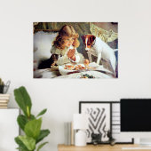Afdrukken: Ontbijt in bed: meisje, fox Terrier & K Poster (Thuiskantoor)