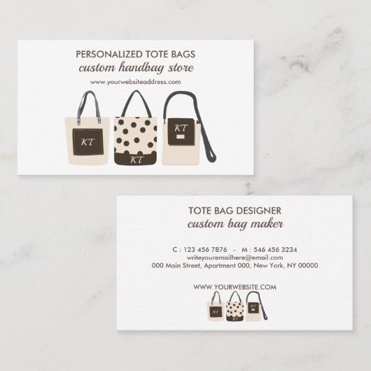 Afdrukken op aanvraag Monogram Canvas tassen Visitekaartje (Voorkant / Achterkant)