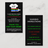 Afdrukken op aanvraag wasinstructies voor kleding visitekaartje (Voorkant / Achterkant)