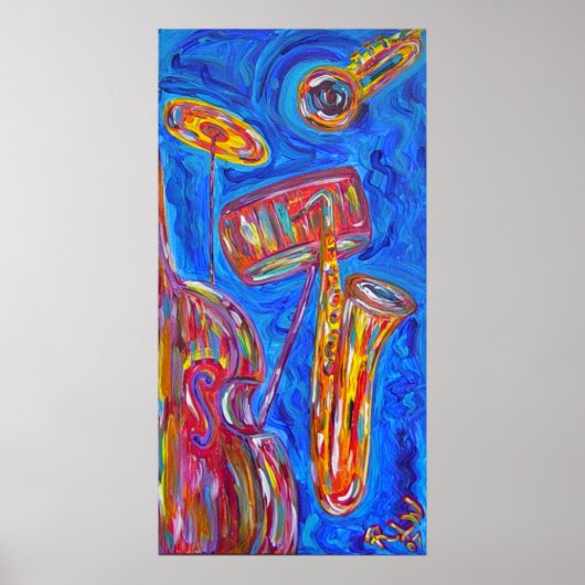 Afdrukken op Canvas - Cool Blue Jazz Poster (Voorkant)