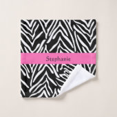 Afdrukken op maat van zwart, wit en warm roze zebr bad handdoek (Wasdoekje)