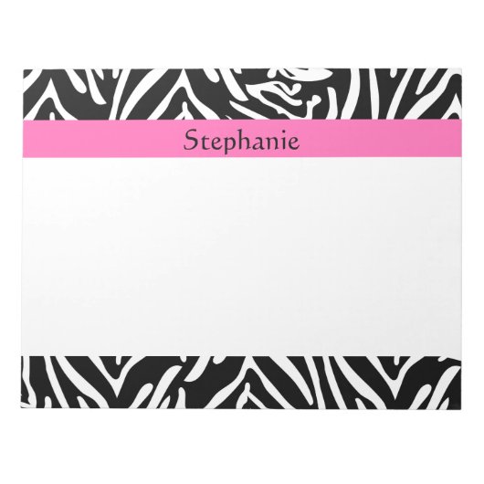 Afdrukken op maat van zwart, wit en warm roze zebr notitieblok (Voorkant)