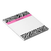 Afdrukken op maat van zwart, wit en warm roze zebr notitieblok (Schuin)