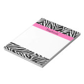 Afdrukken op maat van zwart, wit en warm roze zebr notitieblok (Linkerzijde)