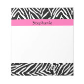 Afdrukken op maat van zwart, wit en warm roze zebr notitieblok (Voorkant)