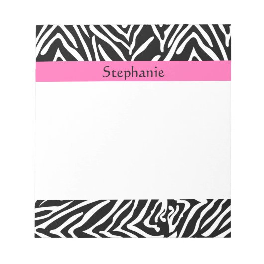 Afdrukken op maat van zwart, wit en warm roze zebr notitieblok (Voorkant)