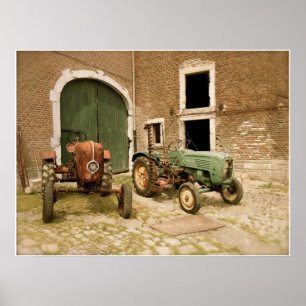 Afdrukken oude tractoren Canvas Poster