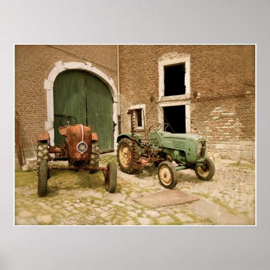 Afdrukken oude tractoren Canvas Poster (Voorkant)