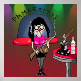 Afdrukken "Pam-Pam La Rue" - Door Kev Moore Poster