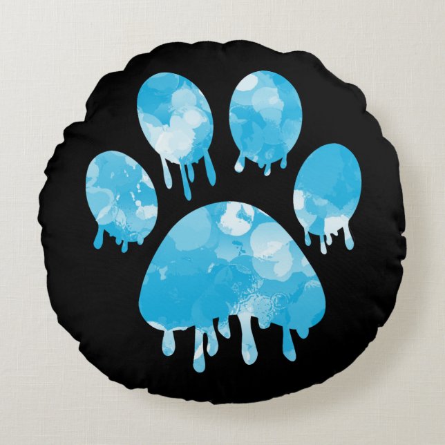 Afdrukken Paw Rond Kussen (Voorkant)