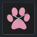 Afdrukken Paw Vierkante Klok<br><div class="desc">Fun Paw-afdrukontwerp voor dierenvrienden!</div>