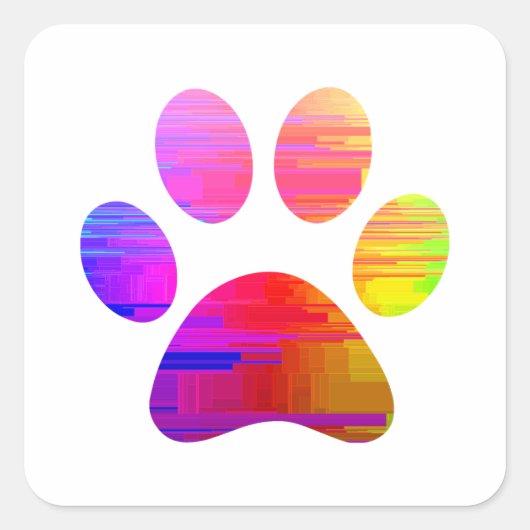 Afdrukken Paw Vierkante Sticker (Voorkant)