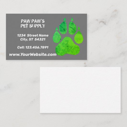 Afdrukken Paw Visitekaartje (Voorkant / Achterkant)
