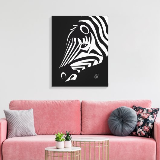 Afdrukken portret Canvas zebra (Insitu (Woonkamer))