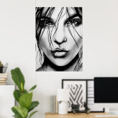 Afdrukken portrettekenkunst poster (Thuiskantoor)