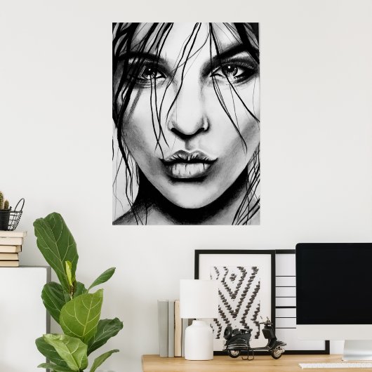 Afdrukken portrettekenkunst poster (Thuiskantoor)