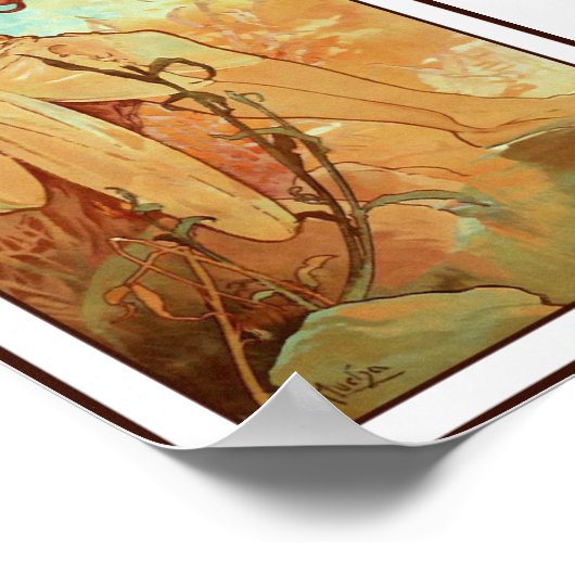 Afdrukken poster: Art Nouveau - Mucha - Summer Poster (Hoek)