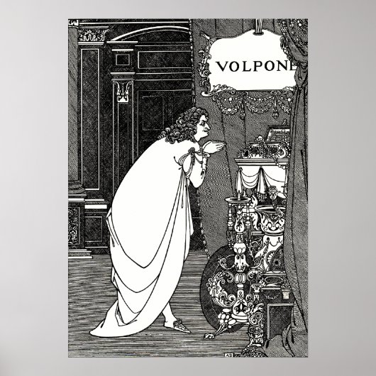 Afdrukken poster: Aubrey Beardsley - Volpone Poster (Voorkant)