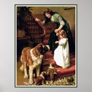 Afdrukken poster:  Goede nacht - met St. Bernard Poster